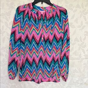 LILLY PULITZER SILK CHEVRON PRINT ELSA BLOUSE